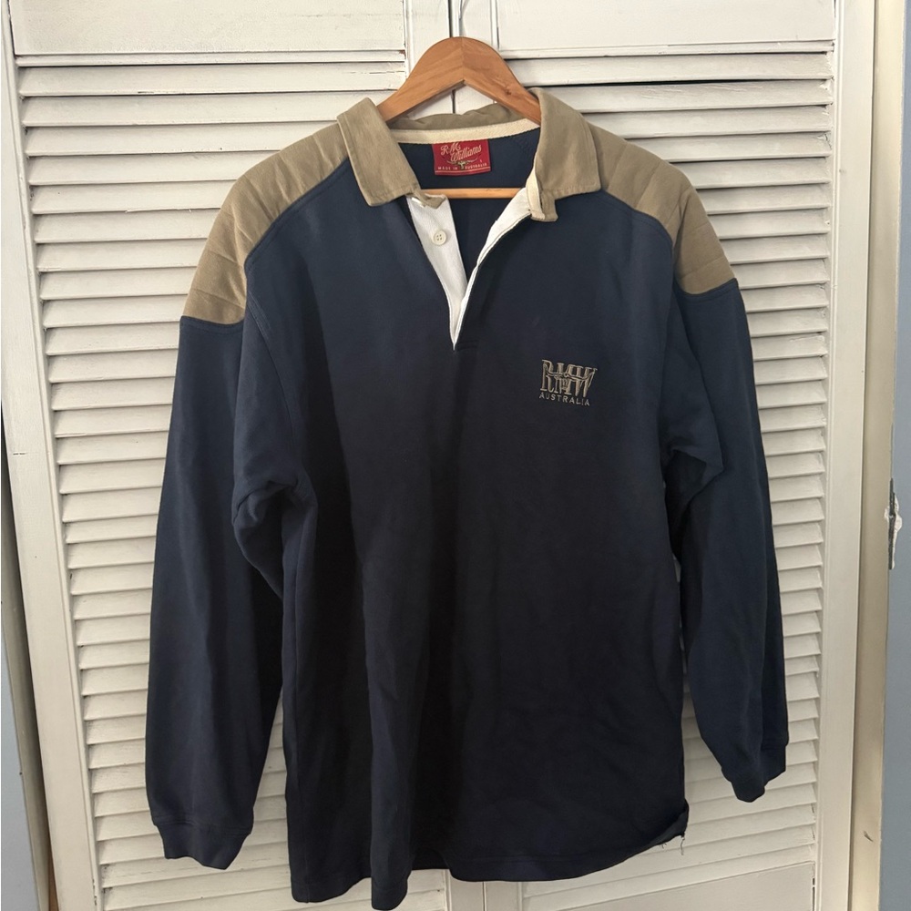 R.M. Williams Navy and Tan Polo Shirt